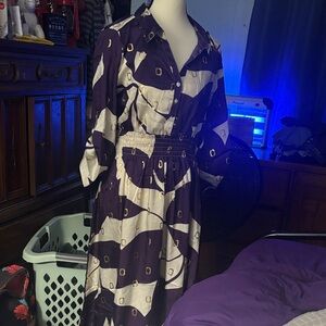 Purple and White Patterned Dress